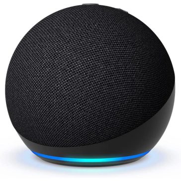 Amazon Echo Dot (5. generációs) okoshangszóró – Fekete színben, kompakt dizájnban.