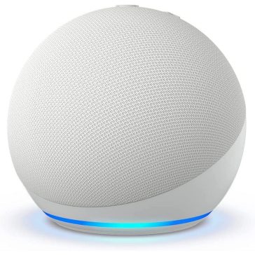 Amazon Echo Dot (5. generációs) okoshangszóró – Fehér színben, kompakt dizájnban.