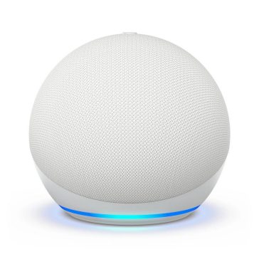 Amazon Echo Dot (5. generációs) okoshangszóró – Fehér színben, kompakt dizájnban.