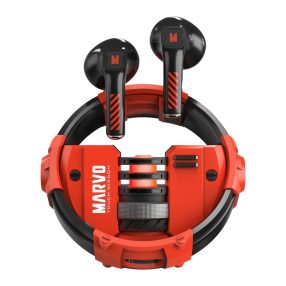 Marvo Quaz BE-889 fekete-piros vezeték nélküli fülhallgató Bluetooth 5.3 és alacsony késleltetés funkcióval.