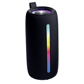 Denver BTL-360B Bluetooth hangszóró RGB világítással és 10W teljesítménnyel, fekete színben.