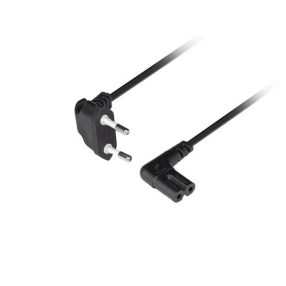   Lanberg CEE 7/16 -> IEC 320 C7 tápkábel, 1.8 m, könyök (derékszögű), VDE, fekete
