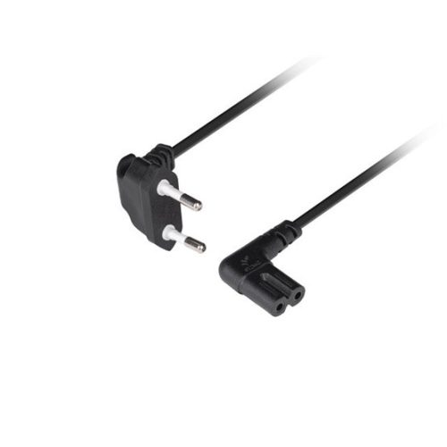 Lanberg CEE 7/16 -> IEC 320 C7 tápkábel, 1.8 m, könyök (derékszögű), VDE, fekete