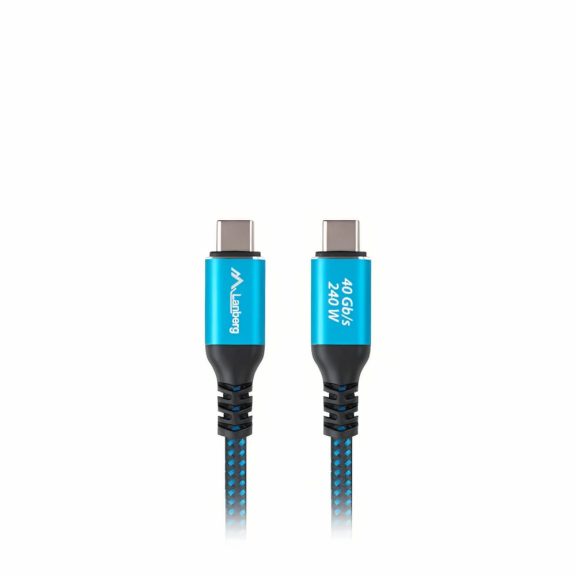 Lanberg USB4 0.5m USB-C kábel 240W PD és 8K@60Hz támogatással, fekete-kék kivitelben