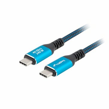 Lanberg USB4 2.0m USB-C kábel 240W PD és 8K@60Hz támogatással, fekete-kék kivitelben