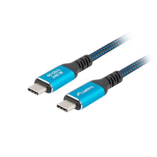 Lanberg USB-C (M/M) 4.0 kábel 2 m, 240W 8K 60 Hz, fekete-kék