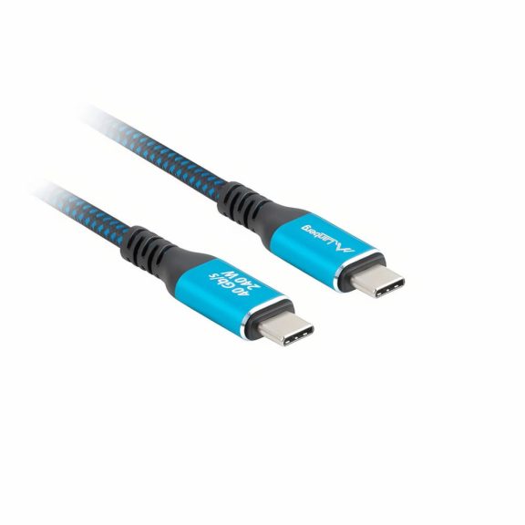 Lanberg USB4 2.0m USB-C kábel 240W PD és 8K@60Hz támogatással, fekete-kék kivitelben