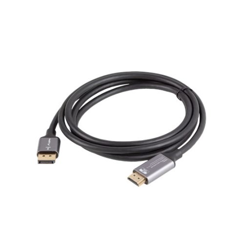 Lanberg DisplayPort (M)->HDMI (M) kábel 1,8 m, 4K, fekete-ezüst