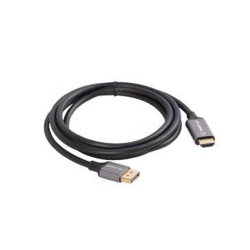  Lanberg DisplayPort 1.2 apa - HDMI 2.0 apa kábel, 1.8m, 4K, fekete-ezüst - CA-DPHD-20CU-0018-BK