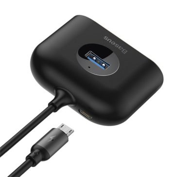   Baseus Square Round 4-in-1 USB Type-A HUB dokkoló állomás, 1 m, fekete