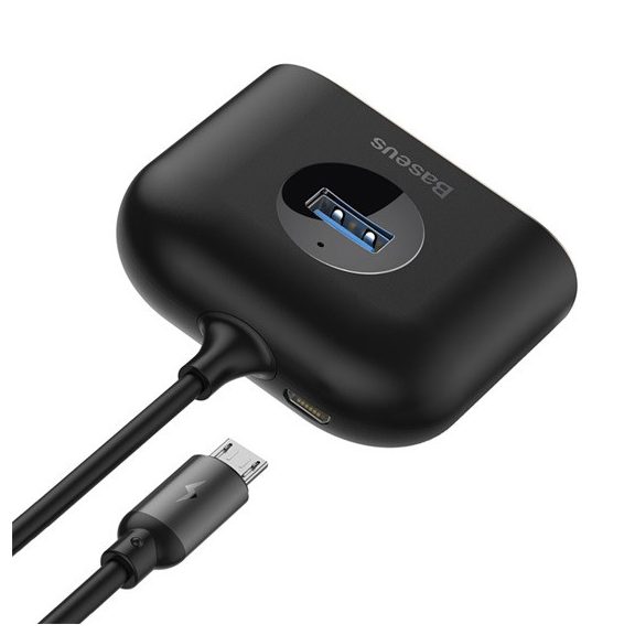 Baseus Square Round 4-in-1 USB Type-A HUB dokkoló állomás, 1 m, fekete