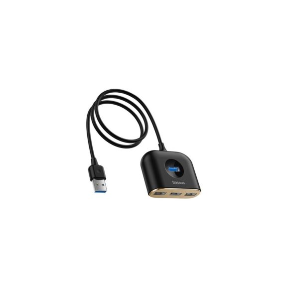 Baseus Square Round 4-in-1 USB Type-A HUB dokkoló állomás, 1 m, fekete