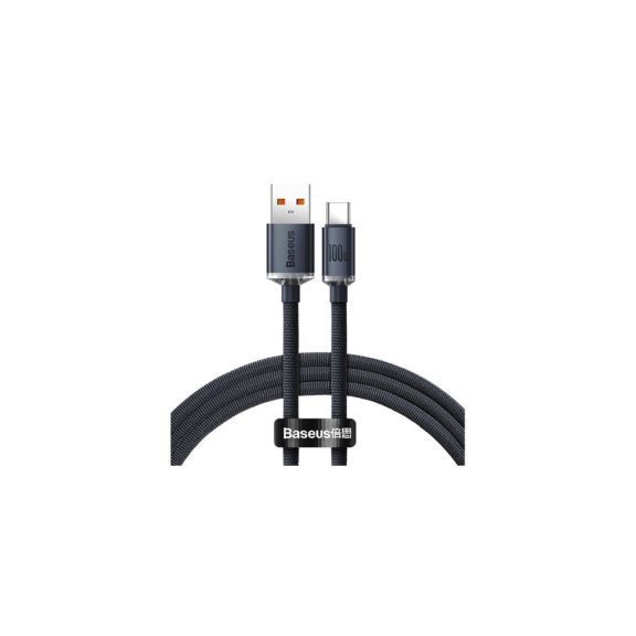 Baseus Crystal Shine USB Type-A – USB Type-C, 100W gyorstöltő adatkábel, 1.2m, fekete