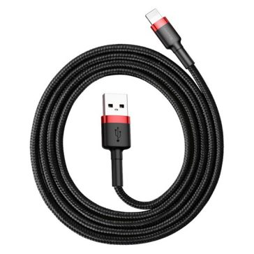  Baseus Cafule USB Type-A – iPhone, 2.4A gyorstöltő adatkábel, 1m, fekete/piros