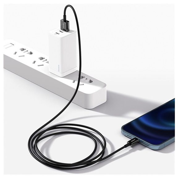 Baseus Superior USB Type-A – iPhone, 2.4A gyorstöltő adatkábel, 1m, fekete
