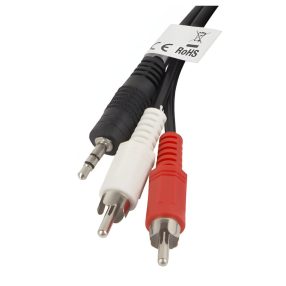 Lanberg minijack 3.5 mm apa – 2x RCA apa audio kábel, 1,5 m, fekete