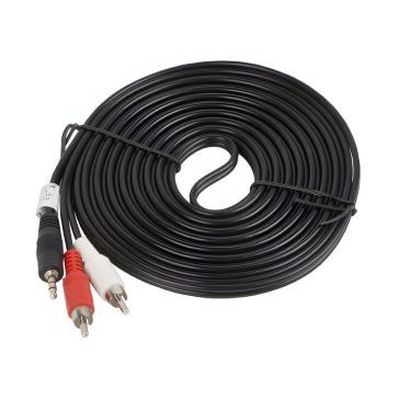Lanberg minijack 3.5 mm apa – 2x RCA apa audio kábel, 5 m, fekete