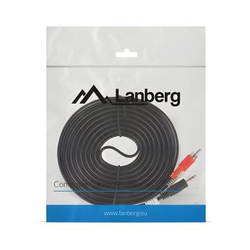 Lanberg minijack 3.5 mm apa – 2x RCA apa audio kábel, 5 m, fekete