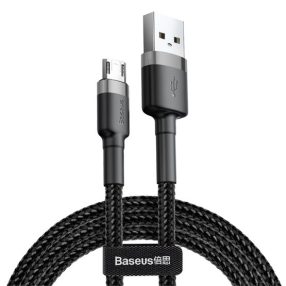   Baseus Cafule USB Type-A – Micro USB, 12W gyorstöltő adatkábel, 1m, fekete/szürke