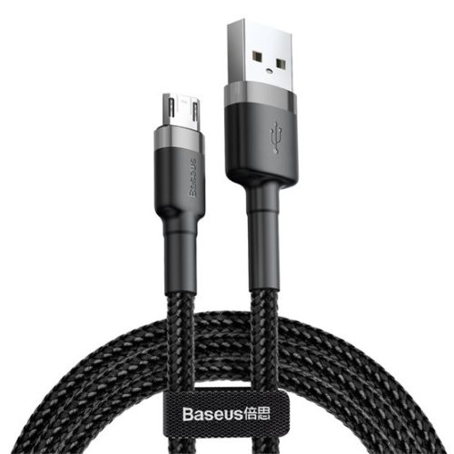 Baseus Cafule USB Type-A – Micro USB, 12W gyorstöltő adatkábel, 1m, fekete/szürke