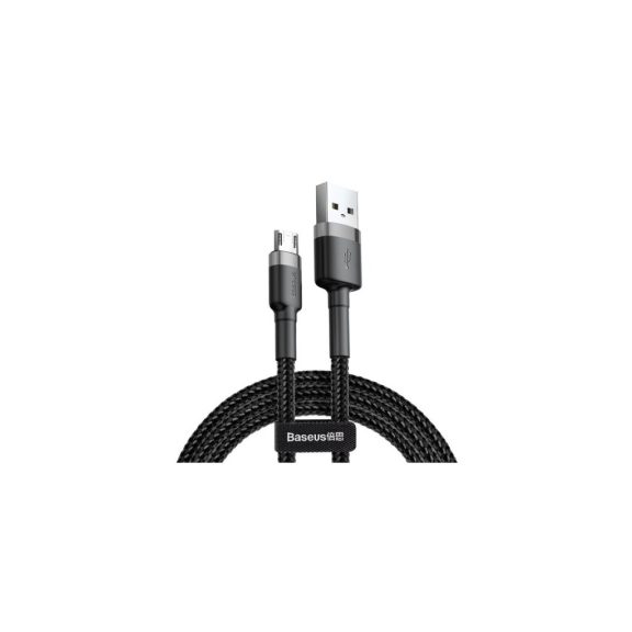 Baseus Cafule adatkábel, USB - Micro USB, 1.5A, 2 m, textil bevonat, szürke-fekete