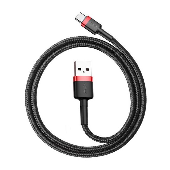 Baseus Cafule USB Type-A – USB Type-C, 18W gyorstöltő adatkábel, 0.5m, fekete/piros