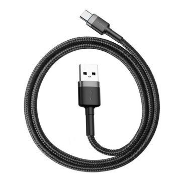   Baseus Cafule USB Type-A – USB Type-C, 18W gyorstöltő adatkábel, 0.5m, fekete/szürke