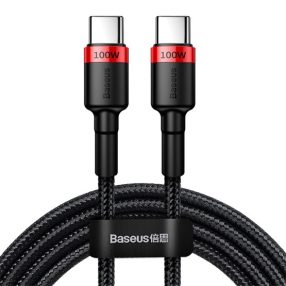   Baseus Cafule USB Type-C, 100W gyorstöltő adatkábel, 2m, fekete/piros