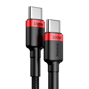   Baseus Cafule USB Type-C, 100W gyorstöltő adatkábel, 2m, fekete/piros
