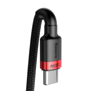   Baseus Cafule USB Type-C, 100W gyorstöltő adatkábel, 2m, fekete/piros