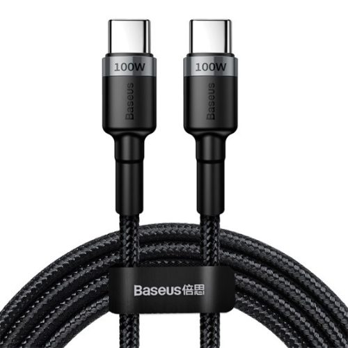 Baseus Cafule USB Type-C, 100W gyorstöltő adatkábel, 2m, fekete/szürke