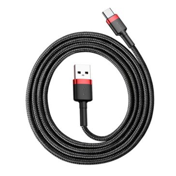   Baseus Cafule USB Type-A – USB Type-C, 18W gyorstöltő adatkábel, 1m, fekete/piros