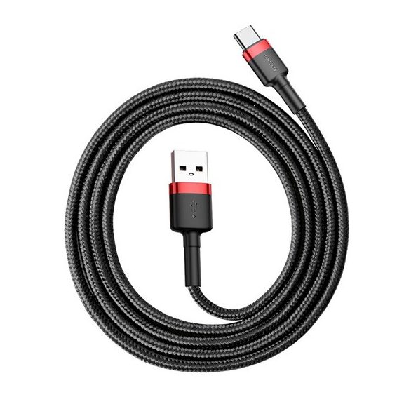 Baseus Cafule USB Type-A – USB Type-C, 18W gyorstöltő adatkábel, 1m, fekete/piros