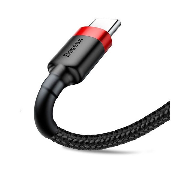 Baseus Cafule USB Type-A – USB Type-C, 18W gyorstöltő adatkábel, 1m, fekete/piros