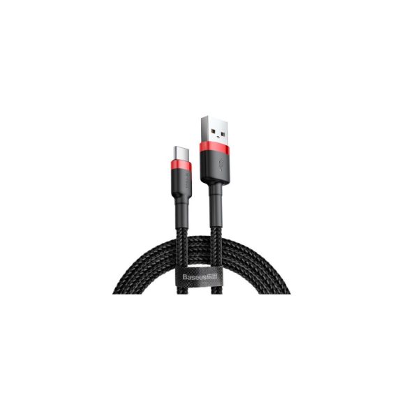Baseus Cafule USB Type-A – USB Type-C, 18W gyorstöltő adatkábel, 1m, fekete/piros