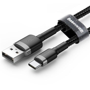   Baseus Cafule USB Type-A – USB Type-C, 18W gyorstöltő adatkábel, 1m, fekete/szürke