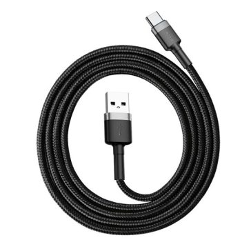   Baseus Cafule USB Type-A – USB Type-C, 18W gyorstöltő adatkábel, 1m, fekete/szürke