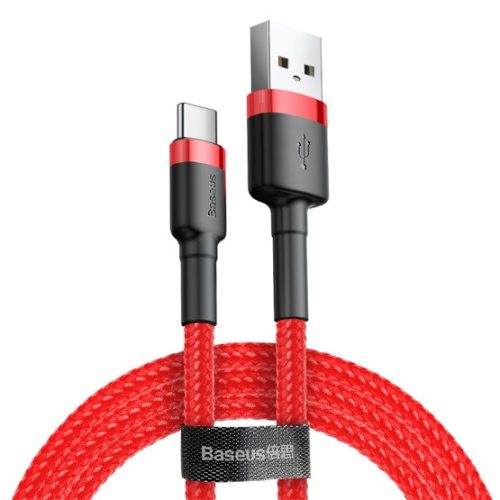 Baseus Cafule USB Type-A – USB Type-C, 10W gyorstöltő adatkábel, 2m, piros