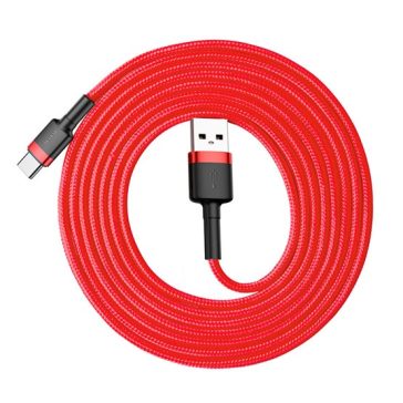   Baseus Cafule USB Type-A – USB Type-C, 10W gyorstöltő adatkábel, 2m, piros