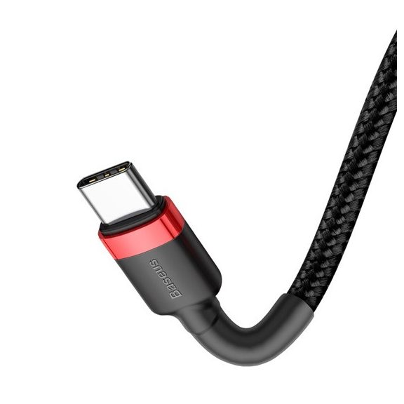Baseus Cafule USB Type-C, 60W gyorstöltő adatkábel, 2m, fekete/piros