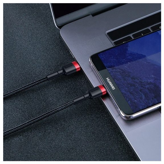 Baseus Cafule USB Type-C, 60W gyorstöltő adatkábel, 2m, fekete/piros