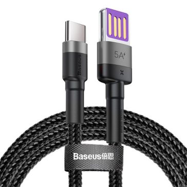   Baseus Cafule HW USB Type-A – USB Type-C, 40W gyorstöltő adatkábel, 1m, fekete/szürke