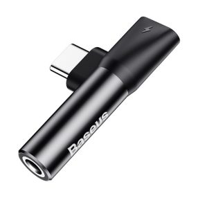   Baseus L41 USB Type-C – USB Type-C/3,5 mm jack audió és táp adapter, fekete