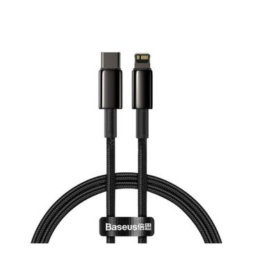   Baseus Tungsten Gold USB Type-C – iPhone, PD 20W gyorstöltő adatkábel, 1m, fekete