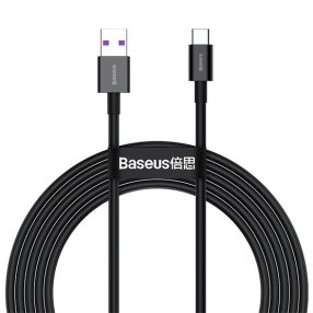   Baseus Superior USB Type-A – USB Type-C, 66W gyorstöltős adatkábel, 2 m, fekete
