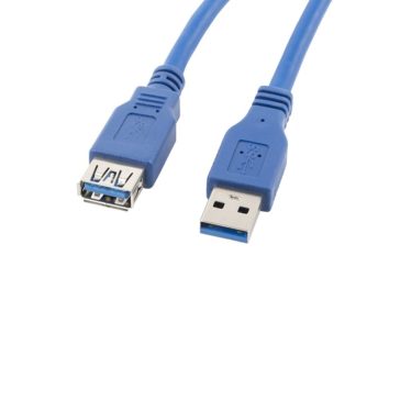   Lanberg USB-A hosszabbító kábel, USB 3.0, Apa/Anya csatlakozó, 5 Gbit/s, 1.8 m, kék - CA-US3E-10CC-0018-B