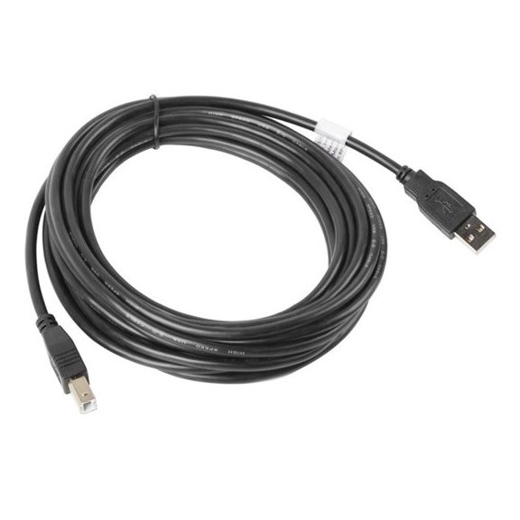Lanberg USB-A (M)->USB-B (M) 2.0 kábel, 5 m, fekete
