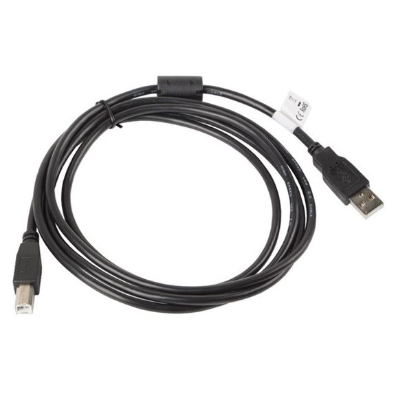Lanberg USB-A (M)->USB-B (M) 2.0 kábel, 1,8 m, fekete, ferrit