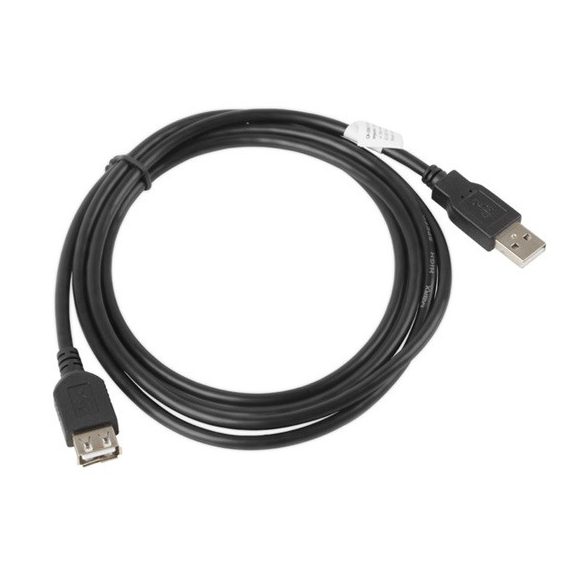 Lanberg USB-A (M/F) 2.0 kábel, 1,8 m, fekete