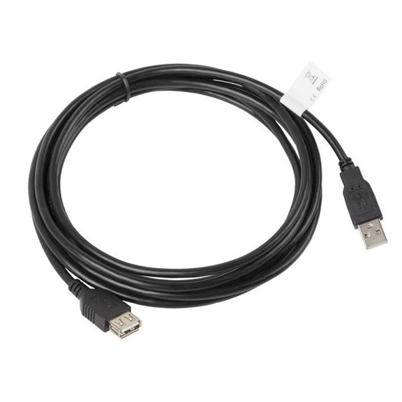 Lanberg USB-A (M/F) 2.0 kábel, 3 m, fekete